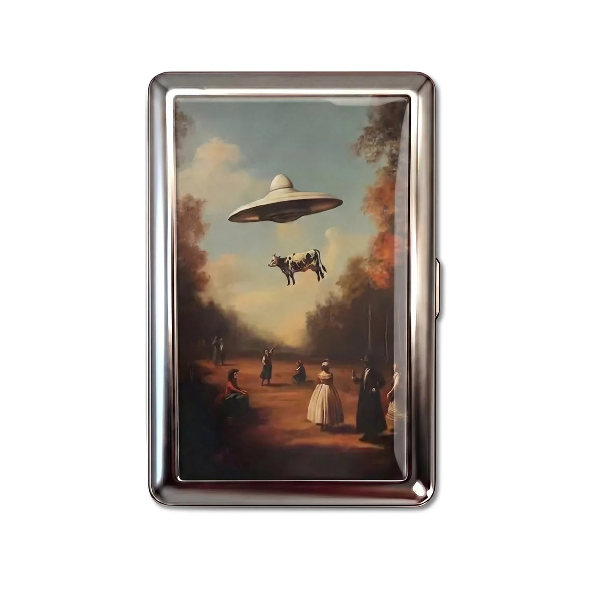 BOVINE ABDUCTION TIN CARDHOLDER WALLET